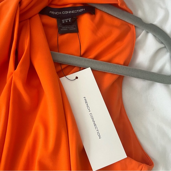 French Connection Panthea Halter Dress Sunshine Orange - Picture 6 of 6